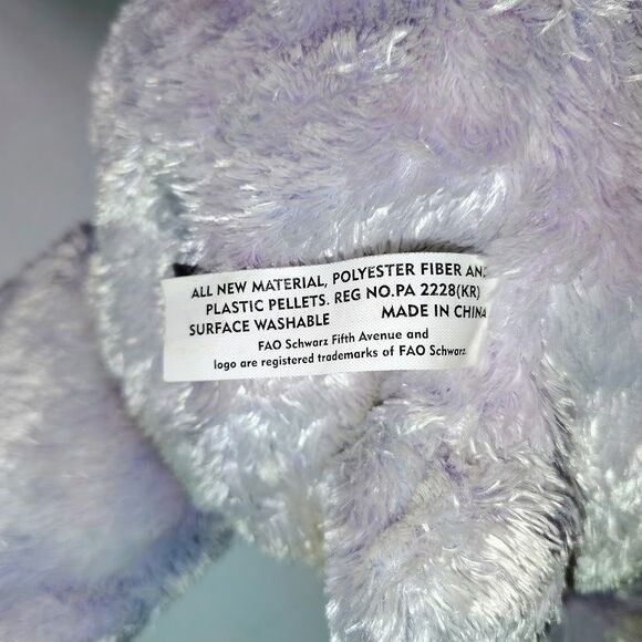 FAO Schwarz Fifth Avenue Teddy Bear Purple Pink Blue 20 Inch Soft Plush Ribbon - Picture 4 of 4